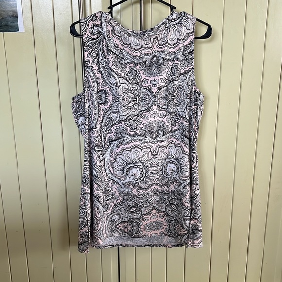 Pale Pink and Black Paisley with Sequin embellished neckline Top - Picture 2 of 3